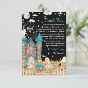 Carte De Remerciements Fête Prénatale Garçon Little Boo Halloween Pastel