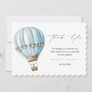 Carte De Remerciements Fête Prénatale Garçon Montgolfière "L'Aventure Att
