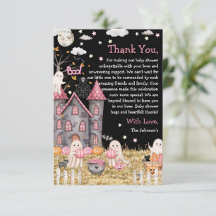 Carte De Remerciements Fête Prénatale Petite Fille Halloween Pastel