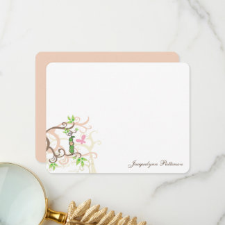 Carte De Remerciements Fête prénatale pour bébé fille au Jardin de la Fèv