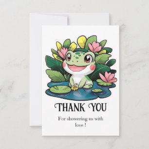 Carte De Remerciements Fête Prénatale pour Bébé Grenouille Pastel