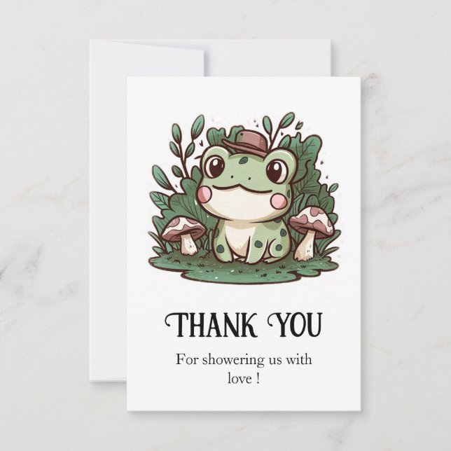 Carte De Remerciements Fête Prénatale pour le Petit Grenouille Mignon (Devant)