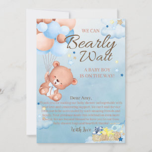 Carte De Remerciements Fête prénatale pour un ourson garçon