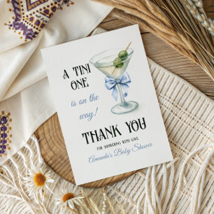 Carte De Remerciements Fête Prénatale Rétro A Tini One Martini Bleu Ruban