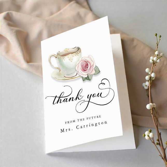 Carte De Remerciements Fête Prénuptiale Tea Party – Future Mrs (Thank You Card)