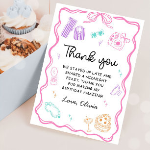 Carte De Remerciements Fête Pyjama Anniversaire Fille