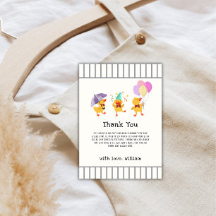 Carte De Remerciements Fête Rayée Fantaisiste Bébé Caneton Baby Shower