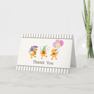 Carte De Remerciements Fête Rayure Douce Petit Caneton Baby Shower