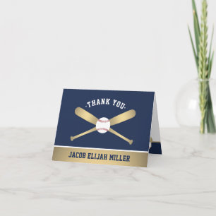Carte De Remerciements Fête sur le thème de baseball Élégant Bleu marine