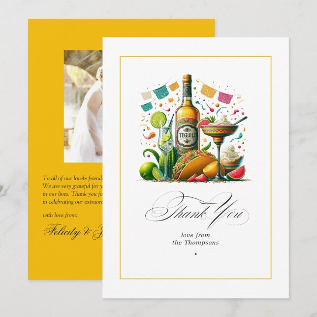 Carte De Remerciements Fête Tacos et Tequila (Devant / Derrière)