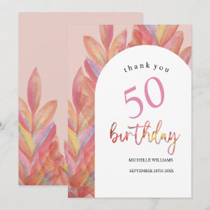 Carte De Remerciements Fête tropicale artistique aquarelle rose