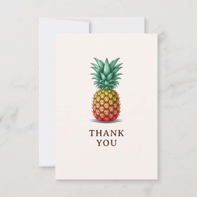 Carte De Remerciements Fête tropicale rétro ananas (Devant)