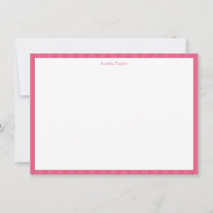 Carte De Remerciements Fêtes personnalisées avec des rayures roses et rou