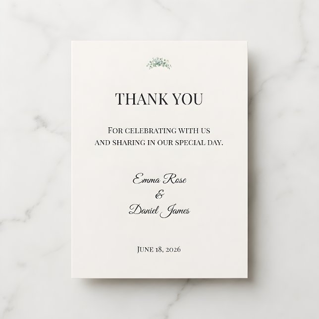 Carte De Remerciements Feuillage de luxe en eucalyptus (Eucalyptus wedding themed thank you card)