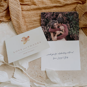 Carte De Remerciements Feuille d'automne minimaliste à l'intérieur