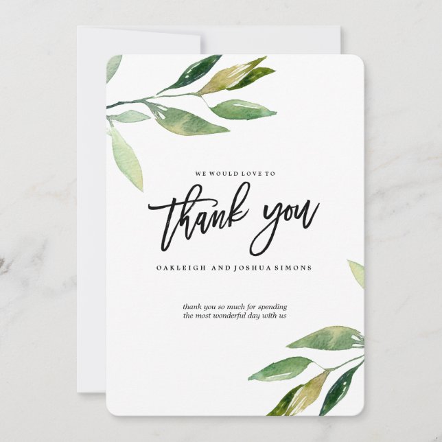 Carte de remerciements Feuille de Bohême (Devant)