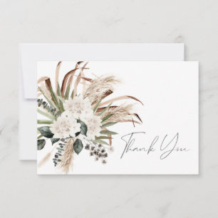 Carte De Remerciements Feuille de palmier Boho Eucalyptus & Floral beige