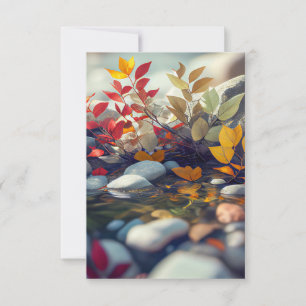 Carte De Remerciements Feuille Galets Calme Nature Tranquille Rivière pai