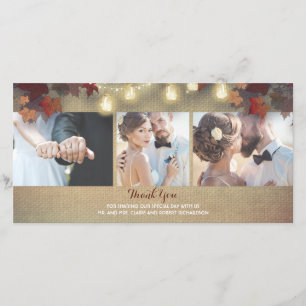 Carte De Remerciements Feuilles automnales et jarres Mason Photo Mariage 