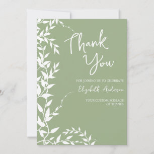 Carte De Remerciements Feuilles Botaniques Vert Sauge Mariage