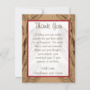 Carte De Remerciements feuilles Brown 4x5 PLAT