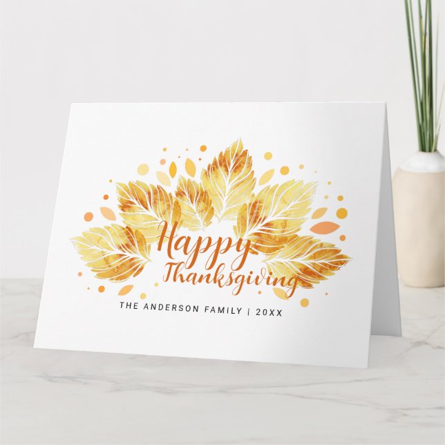 Carte De Remerciements Feuilles d'automne Bon thanksgiving cadeau de vaca (Devant)