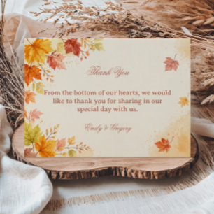 Carte De Remerciements Feuilles d'Automne Chaudes Élégantes