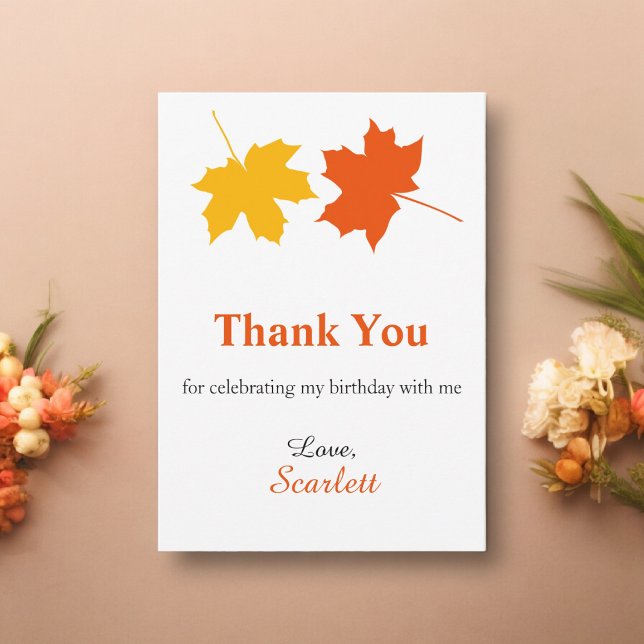 Carte De Remerciements Feuilles d'automne élégantes Automne Floral 60e An (Créateur téléchargé)