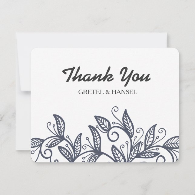 Carte De Remerciements feuilles de doodle (Devant)