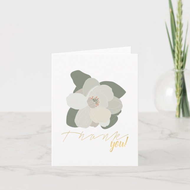 Carte De Remerciements Feuilles de fleurs de Magnolia d'hiver (Devant)