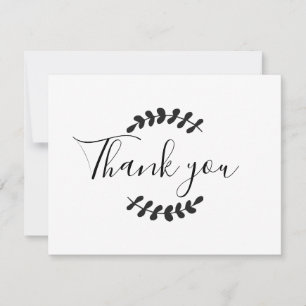 Carte De Remerciements Feuilles de Laurier Noir et Blanc Entreprise