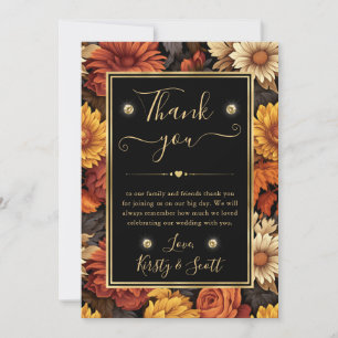 Carte De Remerciements Feuilles de mariage automnales marron orange aquar