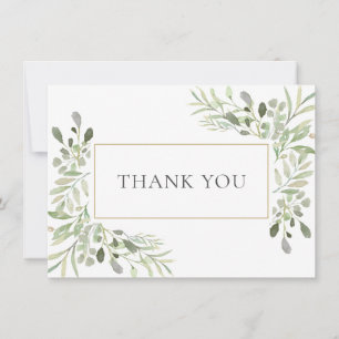 Carte De Remerciements Feuilles de verdure élégantes et douces pour un re
