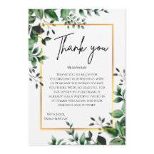Feuilles d'Eucalyptus Cadre Doré Mariage Remerciem