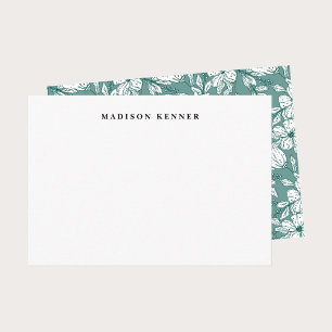 Carte De Remerciements Feuilles floraux verts et blancs