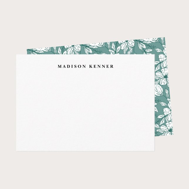 Carte De Remerciements Feuilles floraux verts et blancs (Créateur téléchargé)