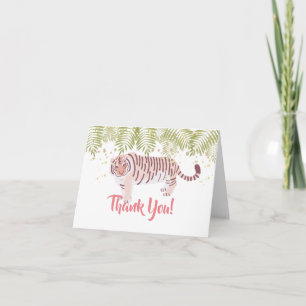 Carte De Remerciements Feuilles roses de palmier Tigre sauvage