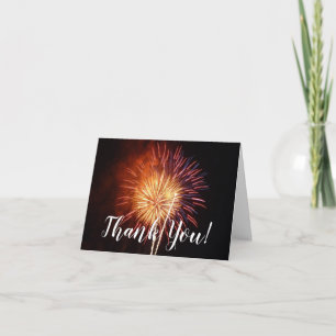 Carte De Remerciements Feux d'artifice Rouges, Blancs et Bleus I Patrioti
