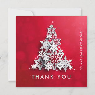 Carte De Remerciements Feux de neige Arbre de Noël Fête d'entreprise