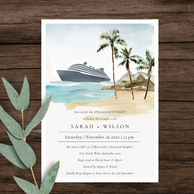 Carte De Remerciements Fiançailles de croisière Tropical Seascape Palm Cr (Créateur téléchargé)