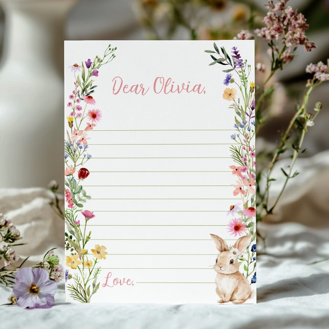 Carte De Remerciements Fiche de message de note de note du Fleur sauvage  (Créateur téléchargé)