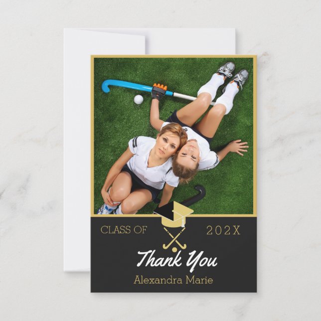 Carte De Remerciements Field Hockey Modern Photo classe de graduation de (Devant)