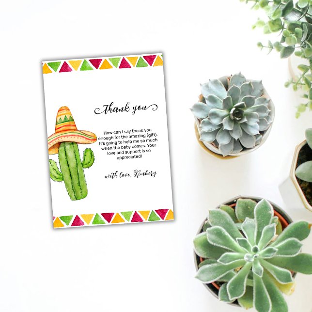 Carte De Remerciements Fiesta Cactus Taco 'Bout A Baby shower (Modern Fiesta Cactus Taco 'Bout A Baby Shower Thank You Card)