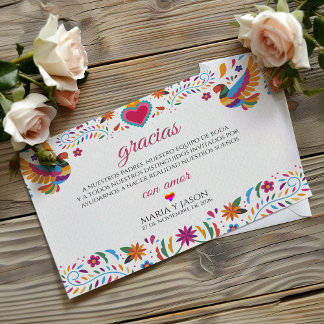Carte De Remerciements Fiesta Colorful Flowers Botanical Spanish Wedding