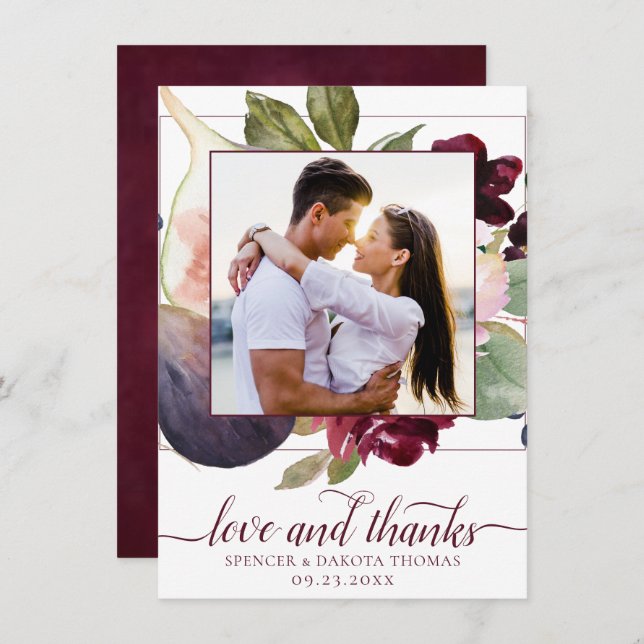 Carte De Remerciements Figues florissantes | Moody Rustic Elegant Floral  (Devant / Derrière)