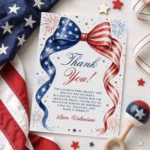 Carte De Remerciements Fille anniversaire 4 juillet Rouge Blanc & Bleu