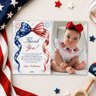 Carte De Remerciements Fille anniversaire 4 juillet Rouge Blanc & Bleu Ph