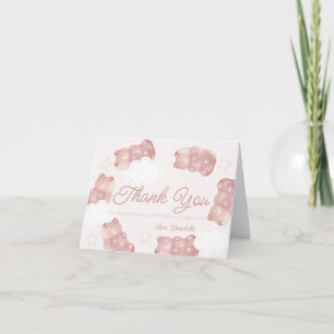 Carte De Remerciements Fille anniversaire ours gummy rose