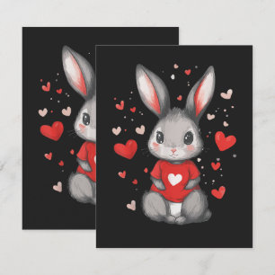 Carte De Remerciements Fille au coeur d'amoureuse de lapin