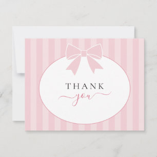 Carte De Remerciements Fille au Nœud Rose Élégant Fête d'anniversaire Swe